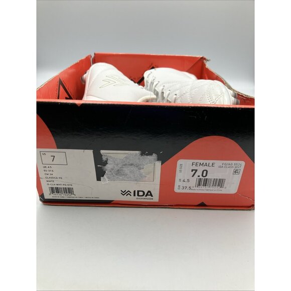 IDA Classica Womens Leather Soccer Cleats Size 7 White Futbol Multi Ground - Picture 14 of 15